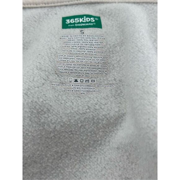 465 Kids by Garanimals  gray sweater hoodie with purple sequins size 5 - Picture 8 of 9